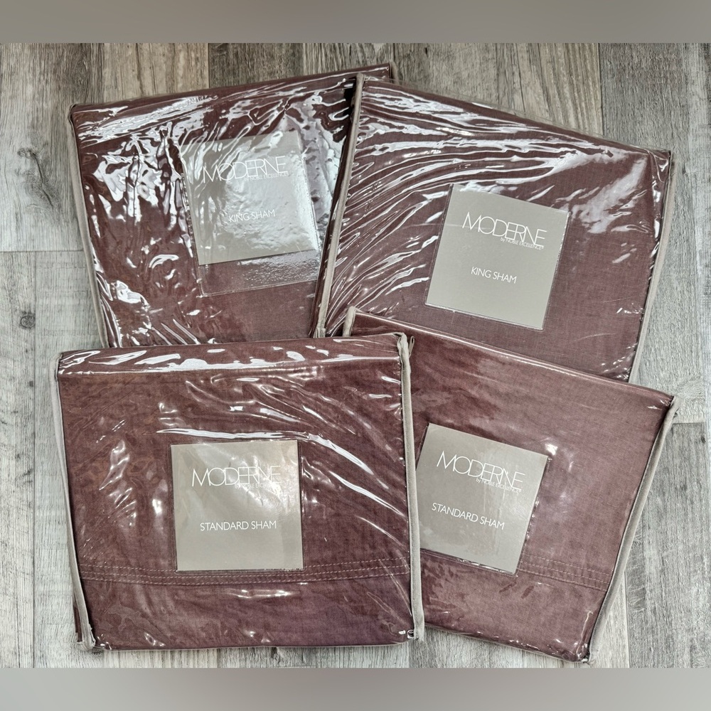 Moderne Noble Excellence Linen Pillow Shams - 2 standard and 2 king - dusty rose